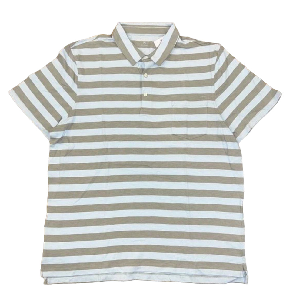 NWT J. Crew Men's Grey/Khaki & Blue Stripe Soft Cotton Polo Shirt - SIZE XXL